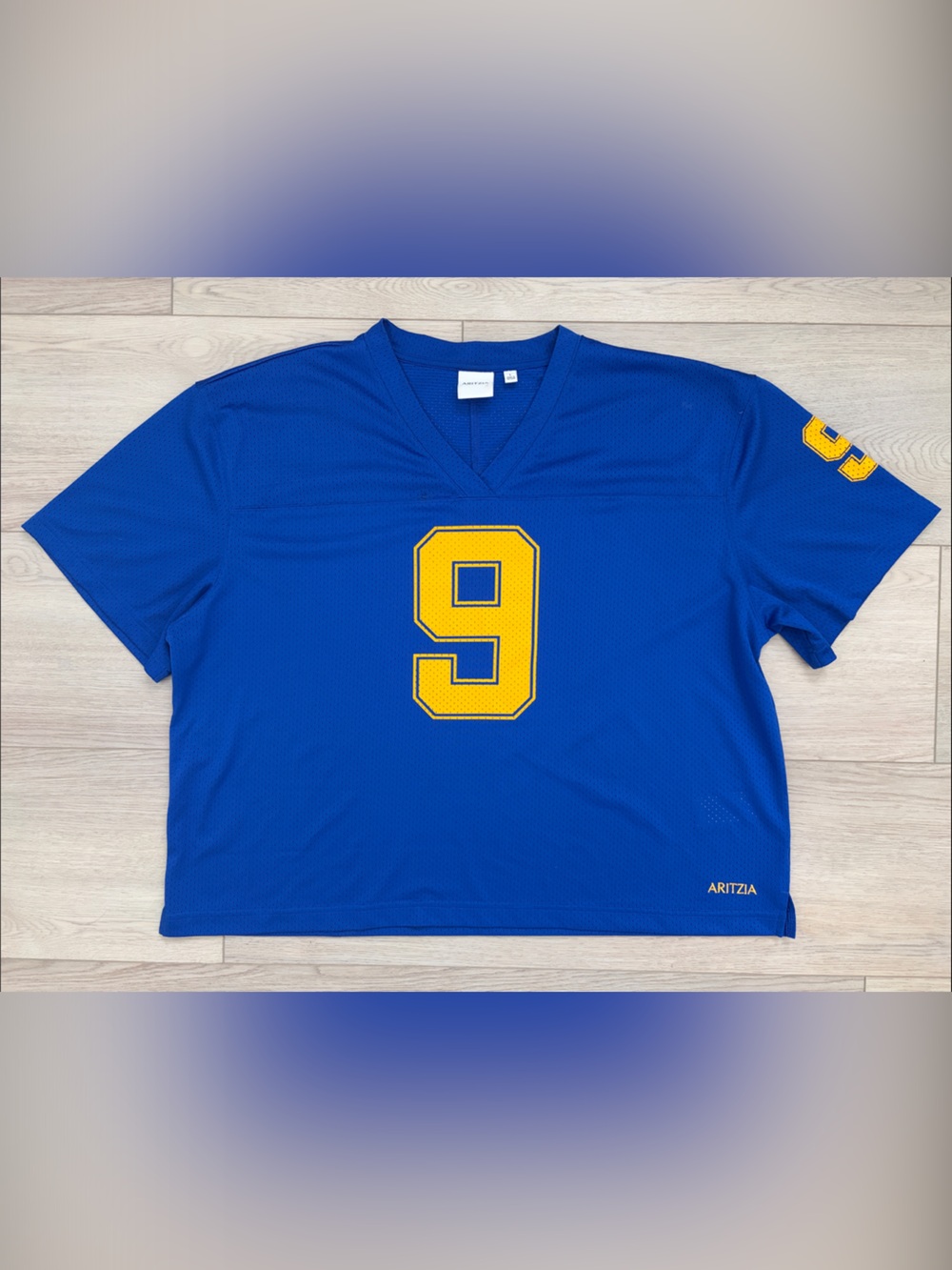 Aritzia Royal Blue Short-Sleeve Jersey with Yellow Number
